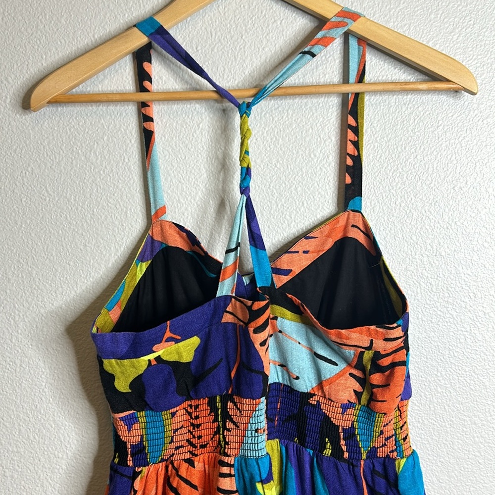 Edme & Esyllte Anthropologie cotton linen pocketed Tropical Print Summer Dress - Picture 7 of 9
